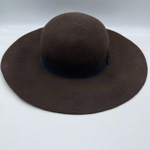 Floppy Wide Brim Womens Hat 100% Wool Brown